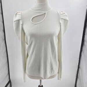Elena Wang Womens Ivory Ribbed Knit Top S/P